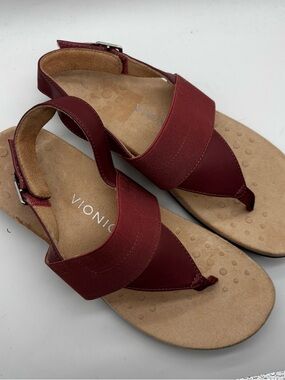Vionic Women's Adjustable T-Strap Rest Danita Sandals Marsala Pink Red Size 9